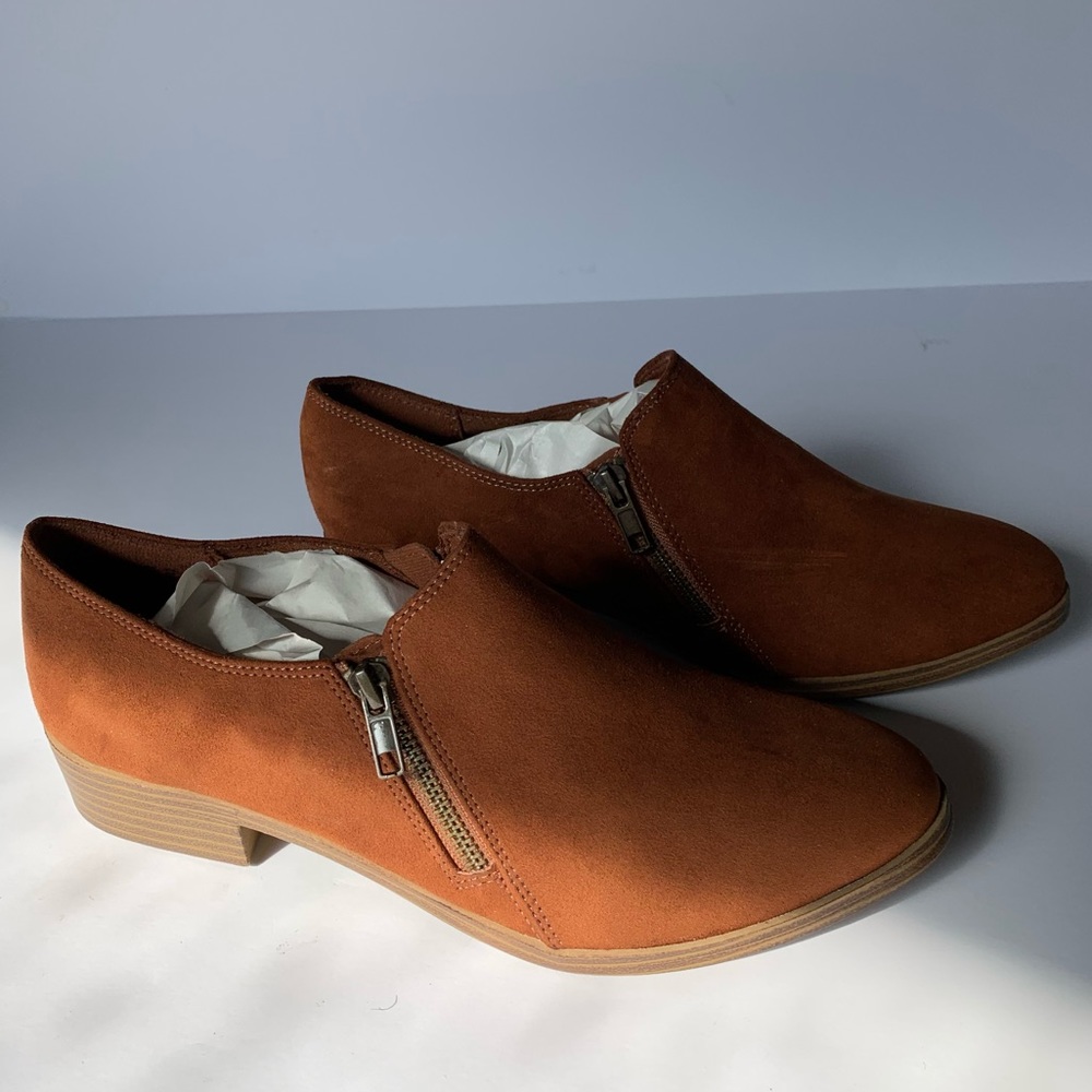 American Eagle Faux Suede Brown Loafers with Zippers